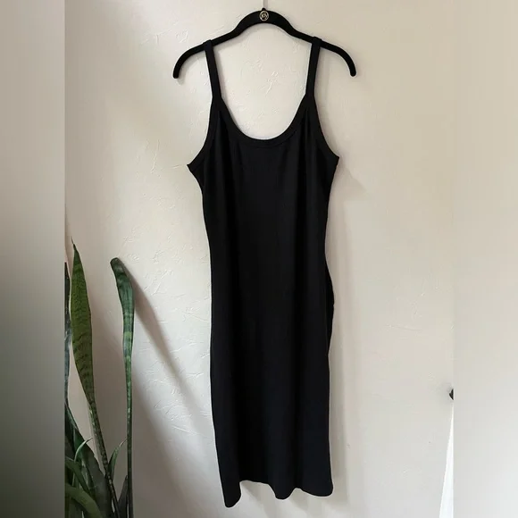 🖤NEW MATE THE LABEL TENCEL RIB DRESS IN JET BLACK XL - Picture 2 of 4
